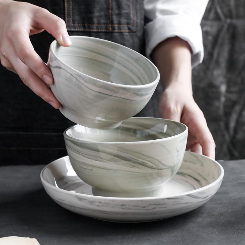 Yijia European Style Ceramic Bowl and Plate Set: Creative Nordic Design Tableware