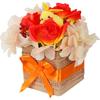 Easter Bunny Decoration In Oranges with Artificial Flowers In Flower Box Powder