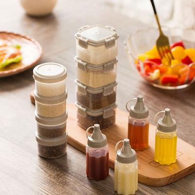 4pcs Seasoning Boxes For Household Transparent Sauce Extrusion Bottles Outdoor Barbecue Seasoning Bottles Kitchen Seasoning Cans