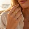 Adjustable Angel Wings Ring for Women, 18K Gold Plated Stainless Steel Wrap Bypass Band, Waterproof Jewelry
