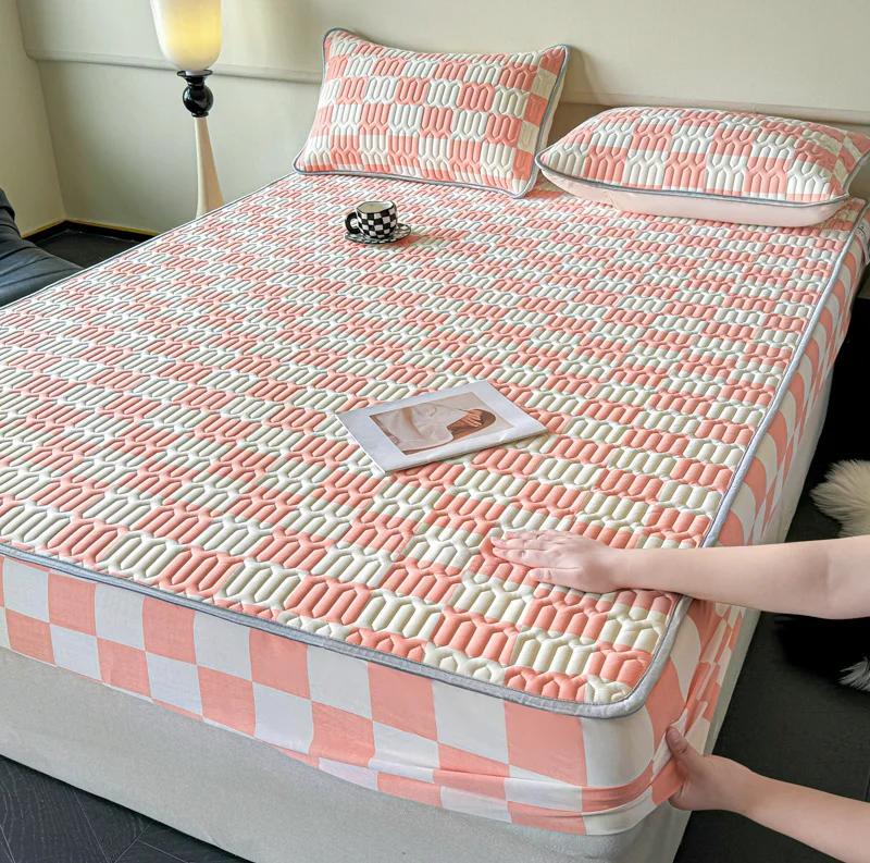 Natural Latex Thicked Summer Cooling Mat designed for Bed Gentle Cool Feeling Fitted Sheet and Pillowcase Matress Cover Grade A Summer Pads