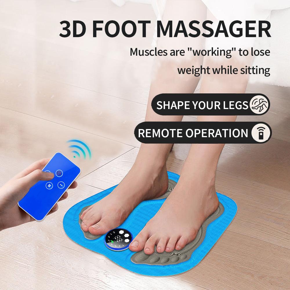 3D Smart EMS Foot Massager Pad With Remote, Foldable Muscle Stimulation Massage Mat Improve Blood Circulation Relax Feet Shaping