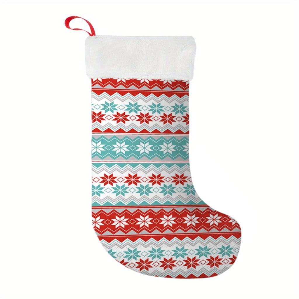 Christmas Decoration Fireplace Hanging Stocking1pc Large Christmas Stocking Holiday Decor Stocking, Snowflake