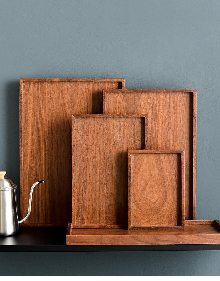 Walnut Wooden Serving Tray Tea Cup Saucer Trays Fruit Plate Storage Pallet Plate Decoration Japanese Food Rectangular Plate