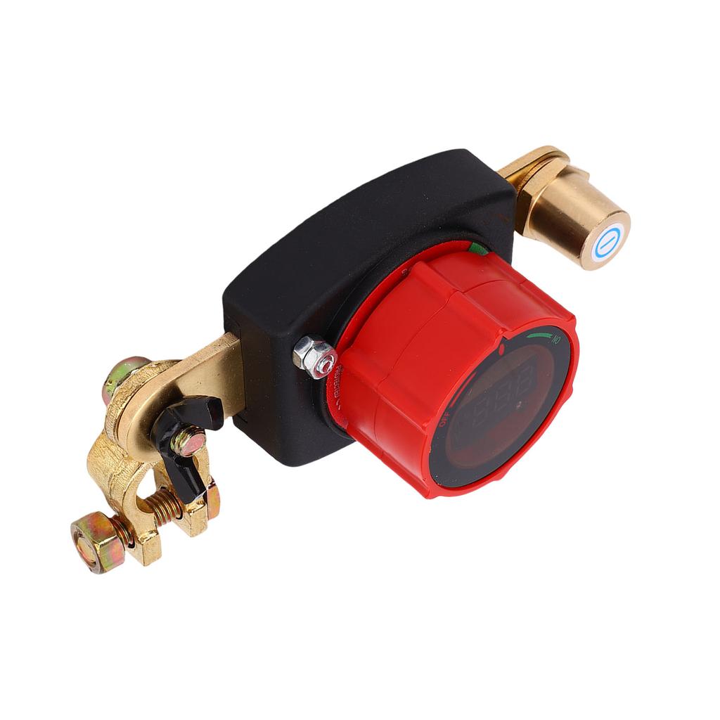 Top Post Battery Disconnect Switch with Voltmeter Master Isolator On Off Kill Power Cut Shut Rotatable for Marine Boat RV Car Truck Trailer