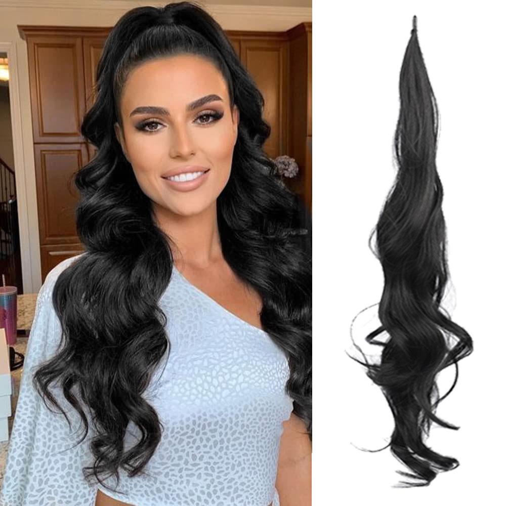 32 дюйма эластичные накладные волосы для хвоста, длинные, смешанные, светлые, черные, для женщин, ежедневного использования