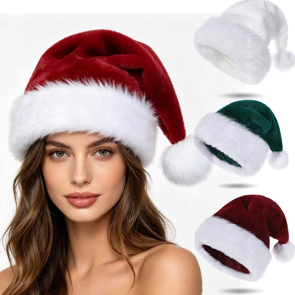 Chapeau de Noël en Peluche pour Adulte avec Bordure Noire, Chapeau de Fête Multicolore pour les Célébrations des Fêtes