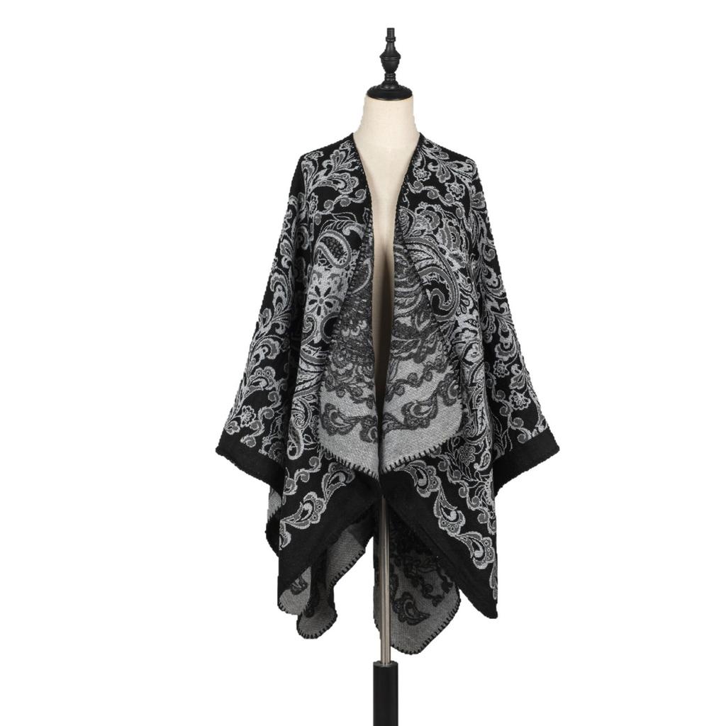 Niche Double-Sided Knitting Design, Ethnic Style Split-Fork Large Shawl For Air-Conditioned Room, Warm High-End Cloak Outside