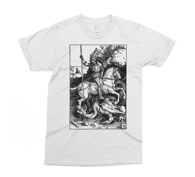 St. George Albrecht Durer T-shirt Durer Art Woodcut Revelation Carving Dore Cute Gift Aesthetic Street Wear Short Sleeve Tops S