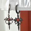 Punk Red Zircon Heart Wings Drop Earrings for Women Men Sweet Cool Metal Crystal Cross Piercing Earrings Y2K Jewelry Accessories