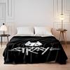 Stray Game Logo with Cat Icon Design Flannel blanket for bedroom, living room, sofa, and nap sofas.