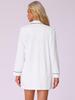 Cheibear Summer Pajama Shirt Long Sleeve Size XS Women's Dress, Button-Down, White,
