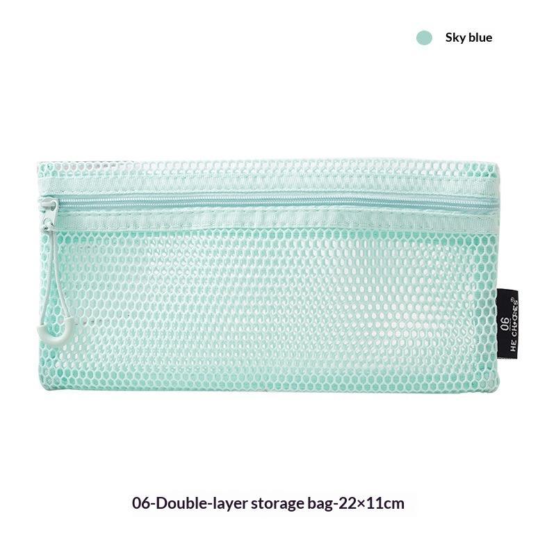 Breathable Mesh Zipper Storage Pouch Visible Large Capacity For Stationery Cosmetics Cables Travel