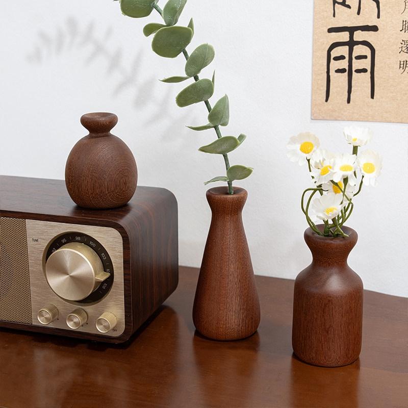 Holzvase Schreibtischzubehör Retro Blumenvase Blumenarrangement Vasen Ästhetische Dekorative Blumenflasche Heimdekoration