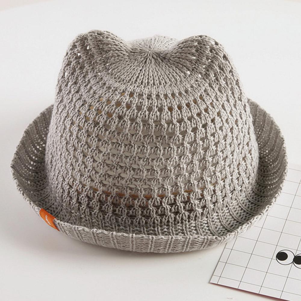 Children's summer cat ears sunshade hat Breathable boys pots hats kids sun hats flanging baby Foldable sun protection 5-8 old