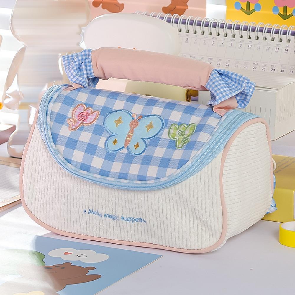 

INS Dopamine Color Pencil Case Multi-functional Large-capacity Pen Bag Stationery Organizer Students Gift синій