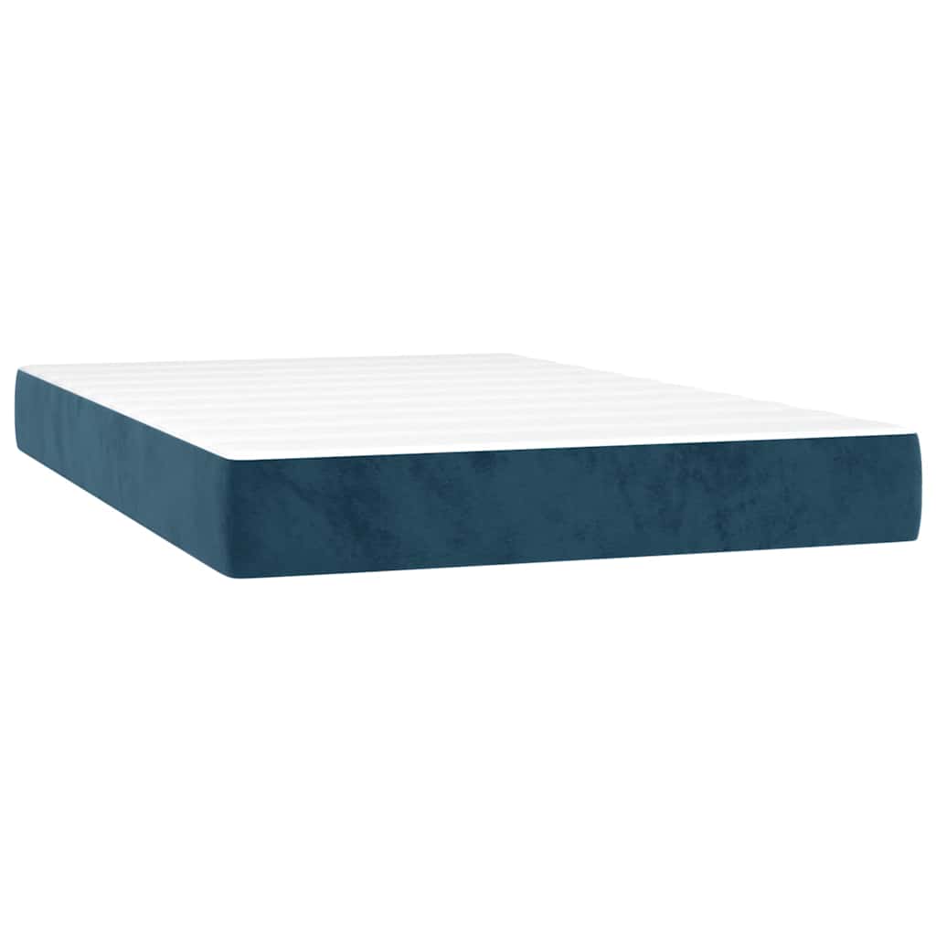 Box Spring Bed with Mattress Dark Blue 120 X 200 Cm Velvet
