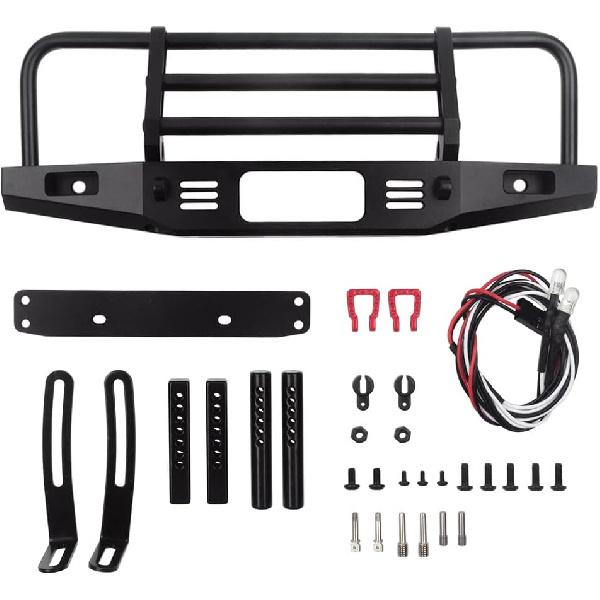 INJORA Adjustable Front Bumper with Led Light for TRX4 Axial SCX10 SCX10 II 90046 90047 RC Car Upgrade Part(Black)