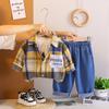 0-5-year-old Boys' Long Sleeved Suit, Children's Checkered Shirt Jacket, Boys' Fashionable Suit