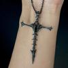 Gothic Skull Cross Pendant Necklace, Hip-Hop Retro Distressed Punk Jewelry, Unique Vintage Style Necklace for Men and Women