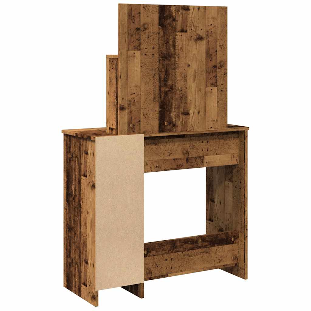 Vidaxl Dressing Table With LED Lighting, Old Wood, 86.5X35X136 Cm