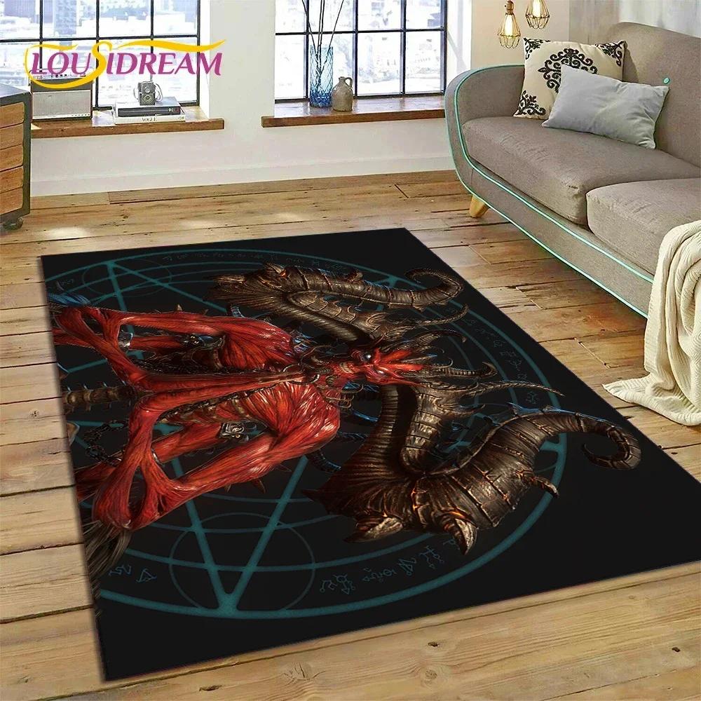 Diablo 3D Retro Game Gamer Carpet Rug for Bedroom Living Room Home Sofa Decoration,Children Play Game Large Decor Floor Mat Gift
