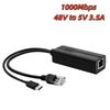 1 sztuka 48V na 5V Micro USB Typu C Rozdzielacz Poe 100/1000 Mb/s Gigabitowy Wstrzykiwacz Poe do Kamery Zasilanie dla Huawei Hikvision