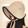 Trendy irregular strap bucket hat women's fashionable seaside vacation big eaves sun protection hat decorative sun hat new