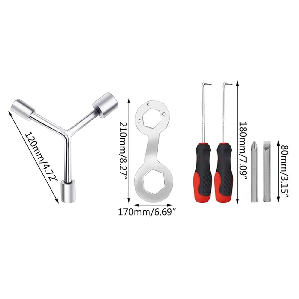1Set Carbon Steel Impeller Removal Tool Inner Drum Wrench Screwdriver Set Hardware