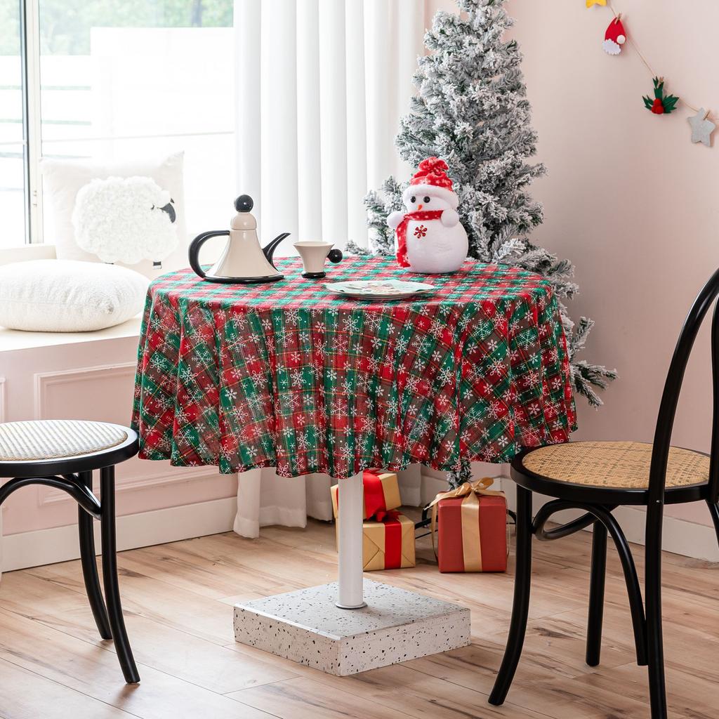 Party Table Cloth Christmas Day Winter Chinese New Year Decorations Indoor Table Fabric Checked Cover Cloth