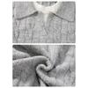 Men Fake Two Piece V Neck Twisted Knit Long Sleeve Casual Polo Sweater