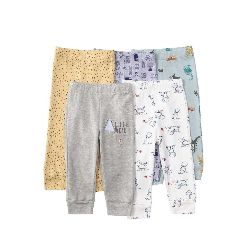 Mamaspap Kids' Spring/Autumn Homewear: Mixed Color 5-Piece Infant Trousers Gift Box - Cross-Border Delivery