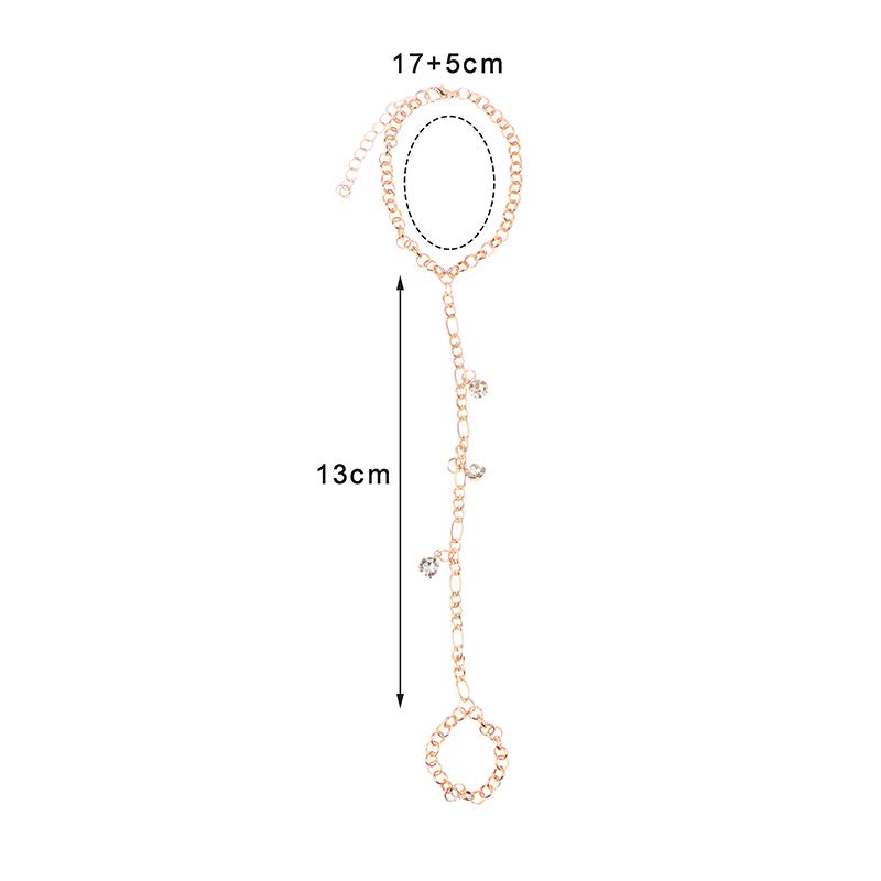 Pendant Chain Bracelet Link Connected Gold Colour Wide Finger Ring Bracelets For Women Link Hand Harness Jewelry