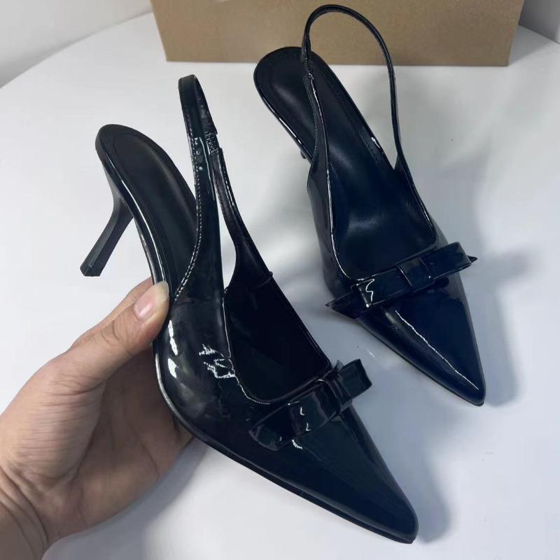 Fashion Butterfly Knot High Heeled Women's Shoes 2025 Spring Pointed Toe Office Ladies Stiletto Elegant Slingbacks Dress Pumps Big Size