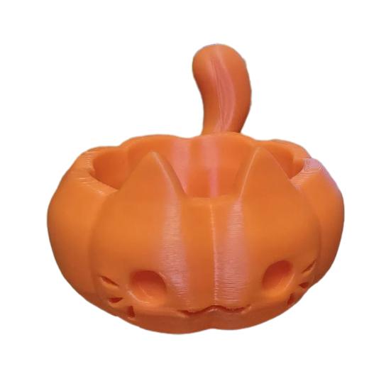 Pumpkin Cat Candy Bowl 3D Printed Snack Serving Container Autumn Thanksgiving Day Harvest Halloween
