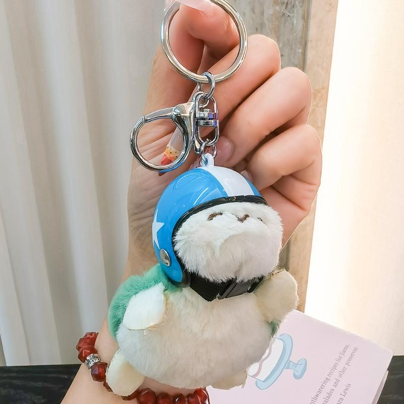 1Pcs Animal Ornament Car Exquisite Decoration Helmet Sea Turtle Keychain Purse Bag Charm Plush Pendant Keyholder