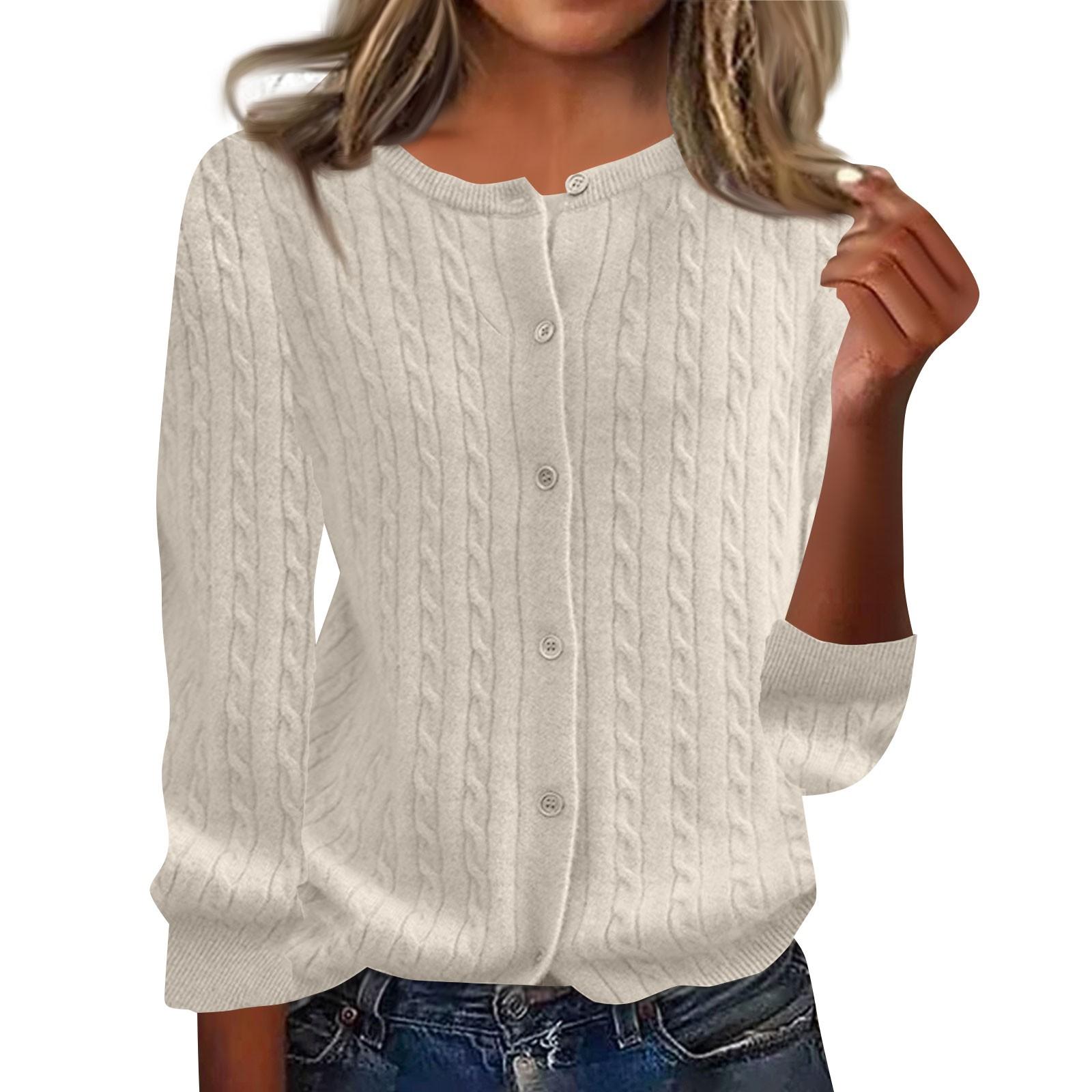 

Женский модный однобортный кардиган с однотонным принтом на пуговицах, повседневный топ L бежевый