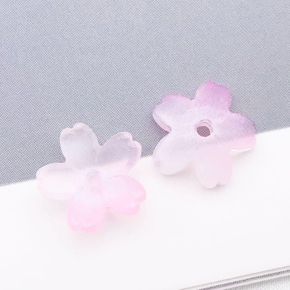 50 Multicolor Transparent Gradient Cherry Blossom Petal Charms for DIY Jewelry