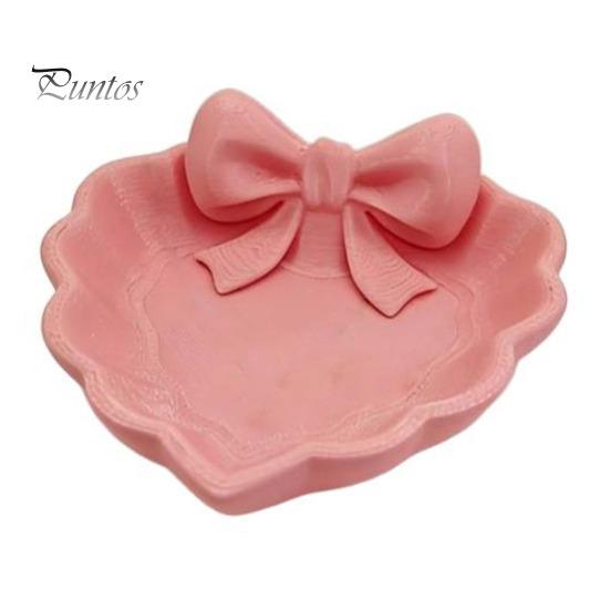 Small Item Storage Tray 3D Printed Bow Jewelry Tray, Heart Shape Ring Dish, Entryway Table Trays, Delicate Decorative Trinket Organizer for