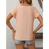 Women's Spring Summer Solid Color Round Neck Button Short Sleeved T-shirt with Hollowed Out Top