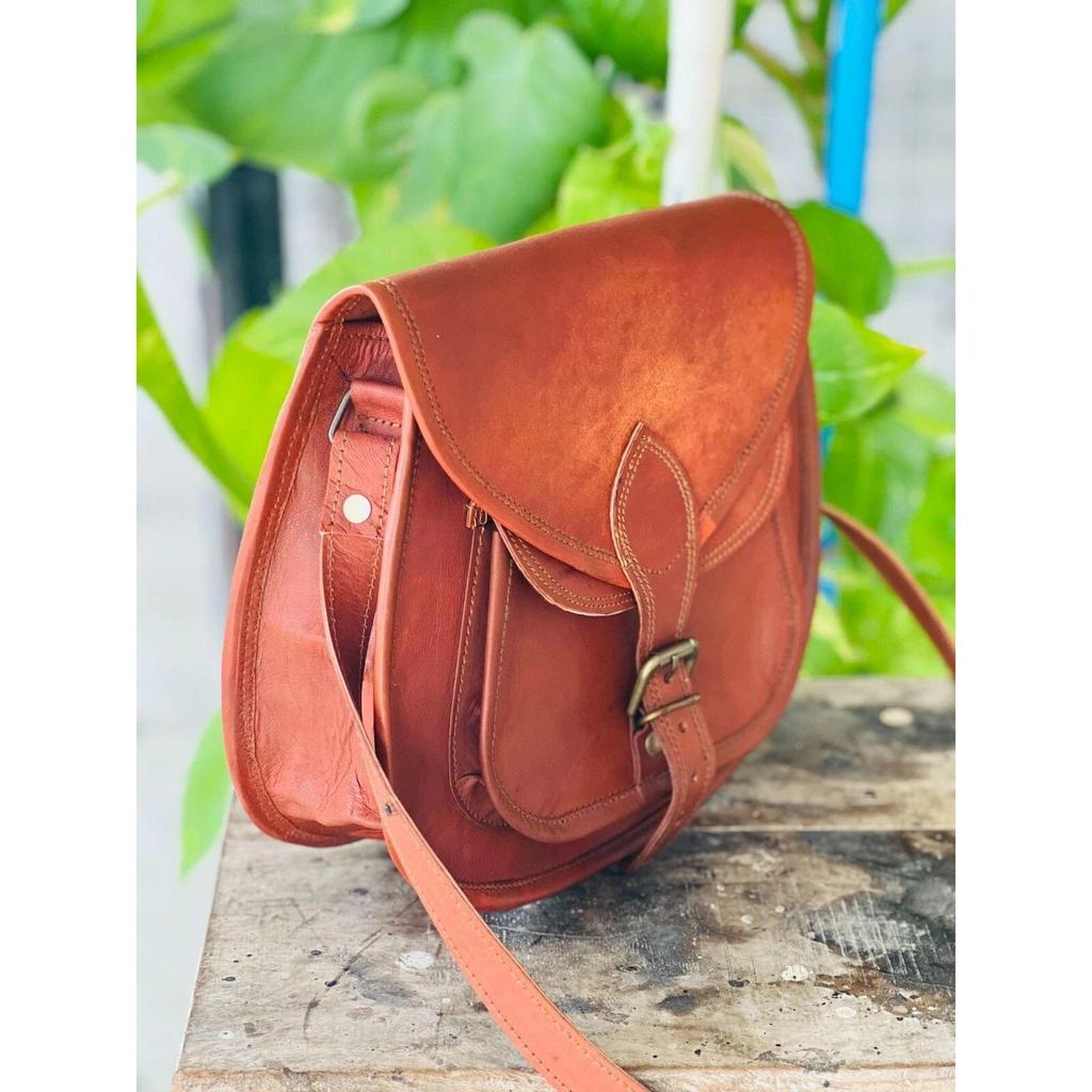 Dámská kožená crossbody kabelka z kozí kůže Nové messenger kabelky Hnědá taška