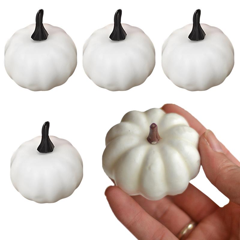 12PCS/Lot White Simulated Pumpkin DIY Material for Harvest Thanksgiving Halloween Home Party Atmosphere Decoration Handcraft ZYF