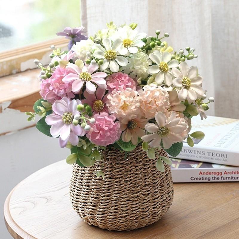 Neue Produkte zur Blumenkunst: Gefälschte Blumen Simulierte Blumen Bunte Ball Chrysanthemen Rosen Hause Wohnzimmer Dekoration Seidenblumen Künstliche Bouquet