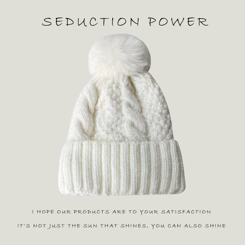 Winter Knitted Wool Cap Warm Versatile Windproof Twist Knitted Cap Ear Protector Student Pullover Hat Fashion Hat