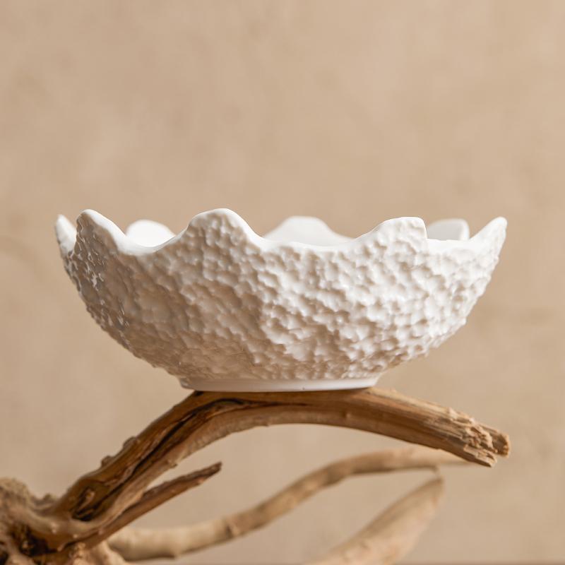 White Ceramic Tableware Fruit Salad Bowl Home-used High-quality el Restaurant Creative Irregular Plate Sashimi Bowl