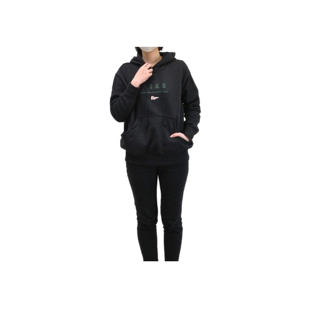 Nike Letter Print Hooded Pullover Long Sleeve Sweatshirt Women Sweatshirt Black FD0855-010
