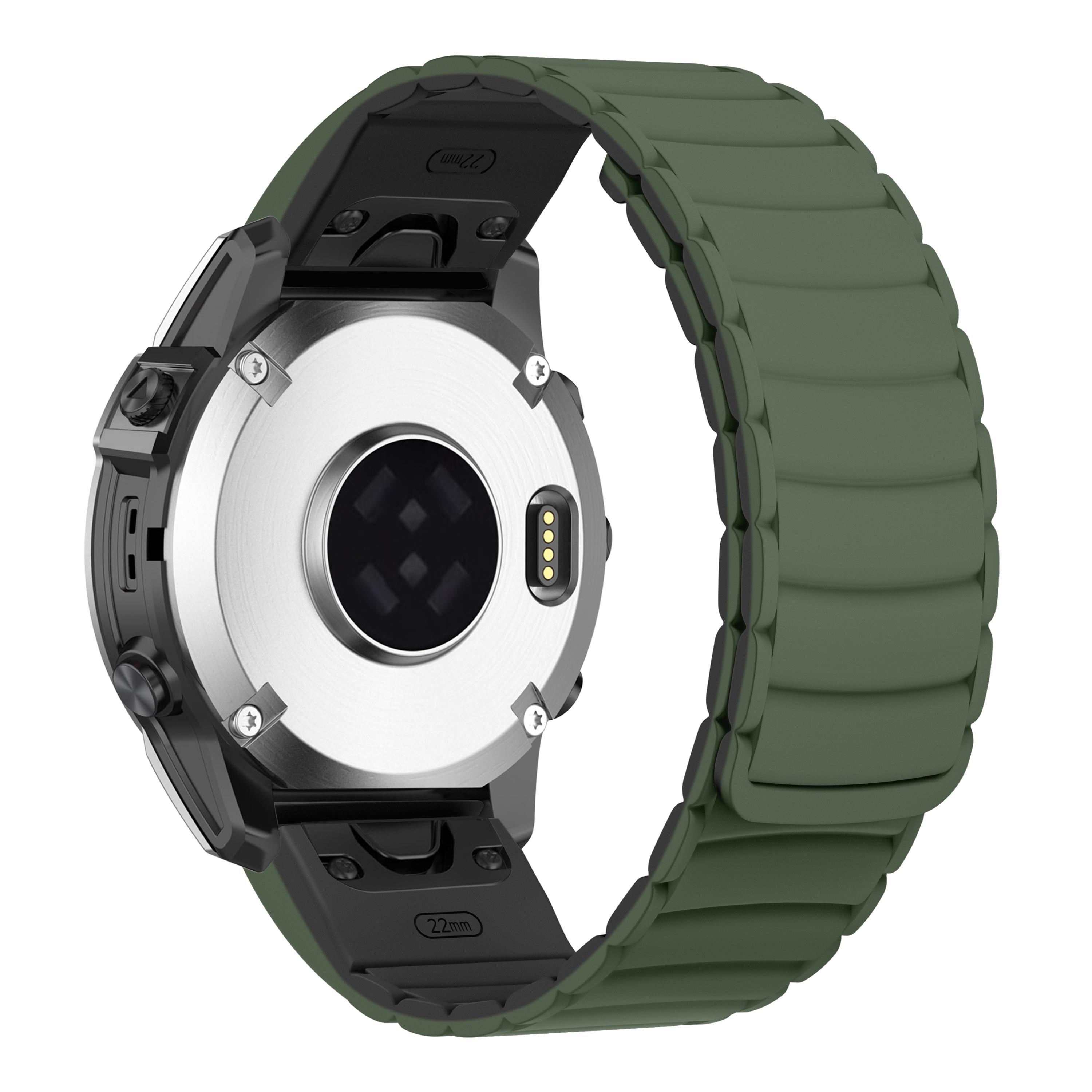 

For Garmin Fenix 8 47mm/Fenix E 47mm Wrist Band 22mm Universal Quick Release Two-color Magnetic Silicone Watch Strap D