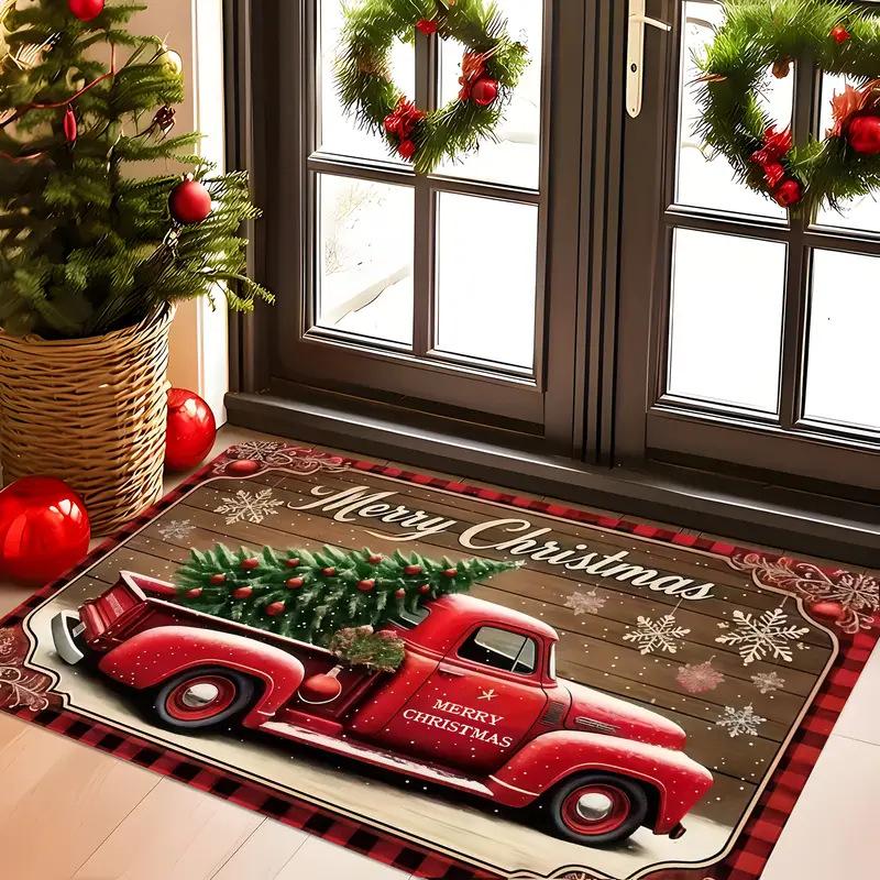 1Pcs Anti Fatigue Kitchen Rugs, Christmas Horse Print Waterproof Non-Slip Thick Cushioned Kitchen Mat Heavy Duty Comfort Standing Mat for Kitchen