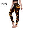 Halloween Pumpkin Leggings Mid-rise Elastic Waistband Skinny Fit Bottoming Pants Girls Cosplay Outfit Tights