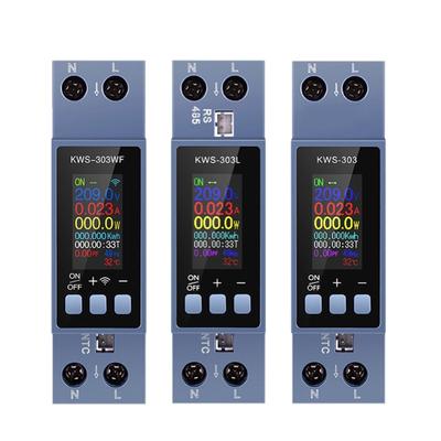 Din Rail Monitors Multifunction Power Energy Tester with TFT Color Screen AC85-290V 40A Voltage Current Testing Meter